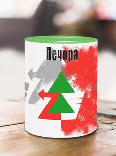 Кружка Флаг Печоры, зеленый No Brand