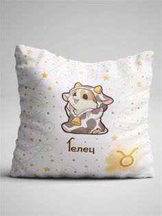 Подушка декоративная Корги со знаком зодиака Телец No Brand