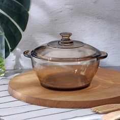 Кастрюля из боросиликатного стекла «Фуэго», 1,5 л, 22,5x18,5x14,5 см, цвет коричневый No Brand