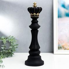 Сувенир полистоун Шахматная фигура - Король черный с золотом 40,5х13х13 см No Brand