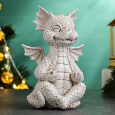 Фигура Дракончик медитирует Хорошие сувениры светлый камень, 12,5х17см