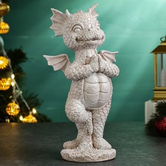 Фигура Дракончик стоит Хорошие сувениры светлый камень, 13х22,5см
