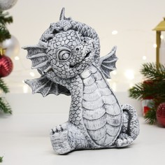 Фигура Дракончик игривый Хорошие сувениры серый камень, 12х17см