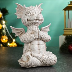 Фигура "Дракончик Дзен" Хорошие сувениры светлый камень, 12,5х17см