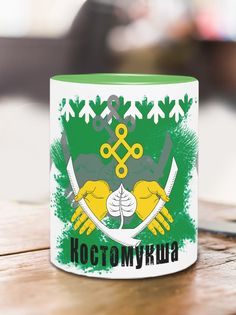 Кружка Флаг Костомукши, зеленый No Brand