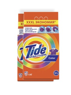 Стиральный порошок Tide Аквапудра Color, 6 кг х 2 упаковки