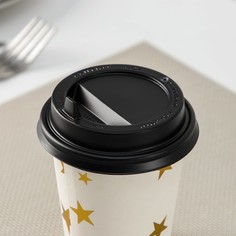Крышка на стакан, с носиком, d=8 см, цвет чёрный(1000 шт.) No Brand