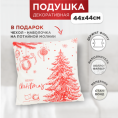Подушка декоративная Зимняя сказка Елочка 68010-3-2, 44х44см, белая
