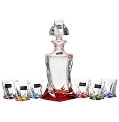 Набор для водки ликера 7 предметов (графин + 6 стопок) Crystalite Bohemia "Квадро Boheme