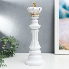 Сувенир полистоун "Шахматная фигура - Король" белый с золотом 40,5х13х13 см No Brand