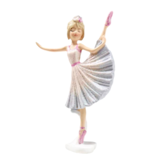 Сувенир полистоун "Девочка-балерина в бело-голубом платье и розовых пуантах" 13х3х8 см No Brand