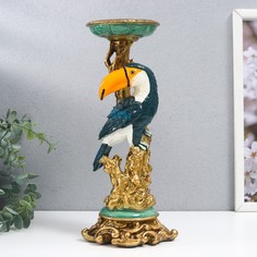Подсвечник полистоун на 1 свечу "Синий тукан" 28,5х12,5х10 см No Brand