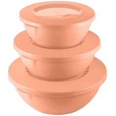 Миска салатник с крышкой HELSINKI набор 1л 2л 3л персиковая карамель PT128010040 Plast tea No Brand