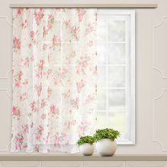 Штора вуаль печать лилии 140*145 см красный Witerra