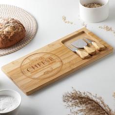 Набор для подачи сыра Доляна Cheese, 3 ножа, доска 38x18,5 см, бамбук
