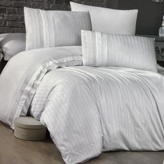 Постельное белье из сатина де люкс KARVEN N044 NEW TREND WHITE евро