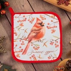 Прихватка "Winter birds" 19х19см, саржа, 100% х/л,ватин 250г/м2 Этель