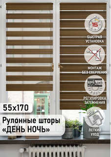 Рулонная штора Eskar Миниролло День-Ночь Меланж коричневый 55х170см Эскар
