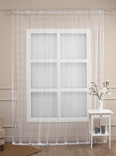 Тюль 300х280 Amore Mio с вышивкой на шторной ленте белый принт абстракция 1 шт