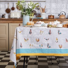 Скатерть пасхальная, Этель Chicken Ranch 220х147 см, 100% хлопок, репс 210 г/м2 Bazar