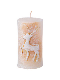 Свеча столбик олень белая с золотом Bronco Новый Год 9 см 315-342