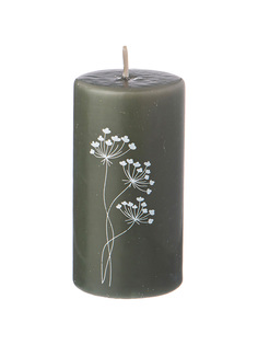 Свеча столбик цветы оливковая Bronco Новый Год 10 см 315-364