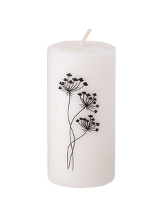 Свеча столбик цветы белая Bronco Новый Год 10 см 315-363