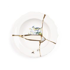 Тарелка глубокая Seletti Kintsugi 09621 22 см. Дизайнерская посуда из фарфора (Италия)