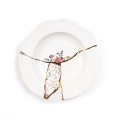 Тарелка глубокая Seletti Kintsugi 09623 22 см. Дизайнерская посуда из фарфора (Италия)