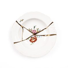 Тарелка глубокая Seletti Kintsugi 09622 22 см. Дизайнерская посуда из фарфора (Италия)