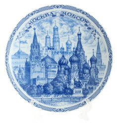 Декоративная тарелка, Кремль, кобальт 20 см. No Brand