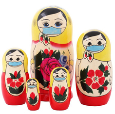 Матрешка В маске 23222, 5 мест, 18 см No Brand