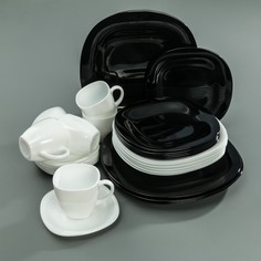 Сервиз столовый Luminarc Carine White&Black стеклокерамика 30 предметов белый черный