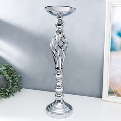 Подсвечник металл на 1 свечу "Сплетение" серебро 54х15х15 см No Brand