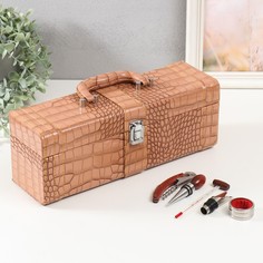 Шкатулка дерево, кожзам под бутылку Розовая змея 5 предметов 35,5х15х11,5 см No Brand