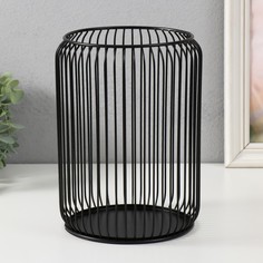 Подсвечник металл на 1 свечу до 13 см клетка чёрный 16,5х16,5х22 см No Brand