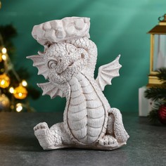 Подсвечник Хорошие сувениры дракон белый камень 16х18см