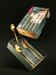 Набор столовых приборов 16 предметов Apollo “Lungo Matt Gold” LMG-16 золотой