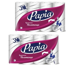 Полотенца бумажные бытовые 3-слойные PAPIA 2уп.