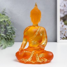 Сувенир полистоун Будда Варада Мудра приветствие оранжевый 17х10х7 см No Brand