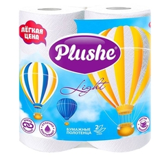 Полотенце бум. 2 сл. PLUSHE Light рул. 20х25 40 л. 2 шт/упак белый целл. PLUSHE 11210/3189