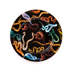 Тарелка Seletti Snakes Gold Border 16934 d.27 Дизайнерская посуда из фарфора