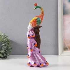 Сувенир полистоун Павлин на высокой подставке МИКС 26х12 см No Brand