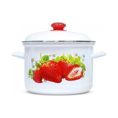 Кастрюля цилиндрическая Лысьвенские эмали, Сочная клубника, 4,5 л