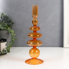 Подсвечник стекло на 1 свечу Морбиан прозрачный оранж 27х8,5х8,5 см No Brand