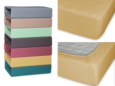Простынь на резинке трикотажная Cleo 120x200x25 горчица