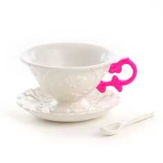 Чайная пара Seletti I-Tea Fuchsia Дизайнерская посуда из фарфора