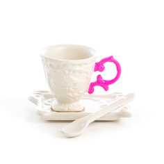 Кофейная пара Seletti I-Coffee Fuchsia Дизайнерская посуда из фарфора