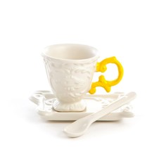 Кофейная пара Seletti I-Coffee Yellow Дизайнерская посуда из фарфора