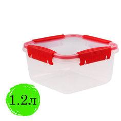 Контейнер с крышкой пищевой 1,2л герметичный BUTTERFLY 8,5x15,6x15,6 см прозрачный 2 шт. Полимербыт